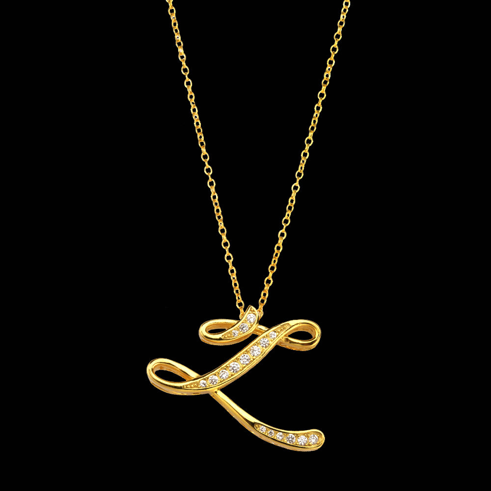 ANDYWEN 925 Sterling Silver Gold Long Chain Alphabet 26 Leter A W Pendant K H I image 16