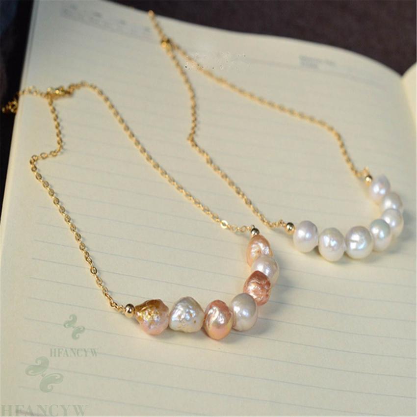 11-12mm Color Baroque Pearl Necklace 18 K Gold Classic Luxury Chic Party Handma image 1