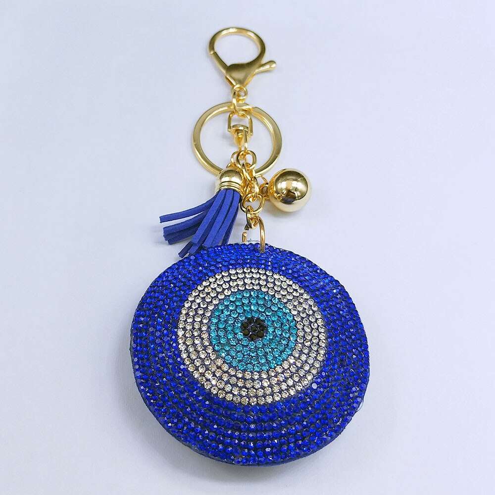 Turkey Eyes Crystal Keychains Ring for Women Keychain Blue Gold Color Key Chain image 16