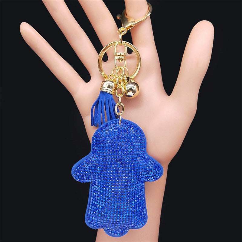 Turkey Eyes Crystal Keychains Ring for Women Keychain Blue Gold Color Key Chain image 9