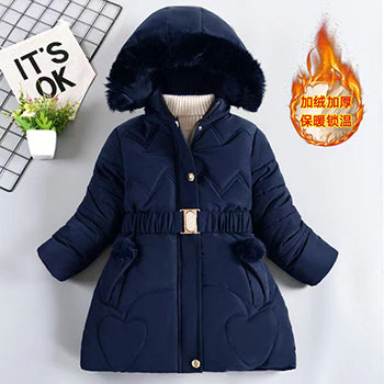 3 4 5 6 8 10 Years Winter Girls Coat Keep Warm Thicken Kids Jacket Hooded Zippe image 0