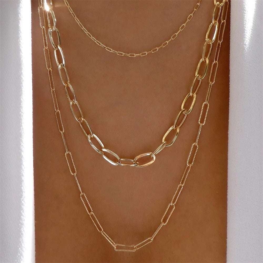 Bls-miracle Fashion Gold Color Heart-Shaped Necklace For Women Trendy Multi-Lay image 13