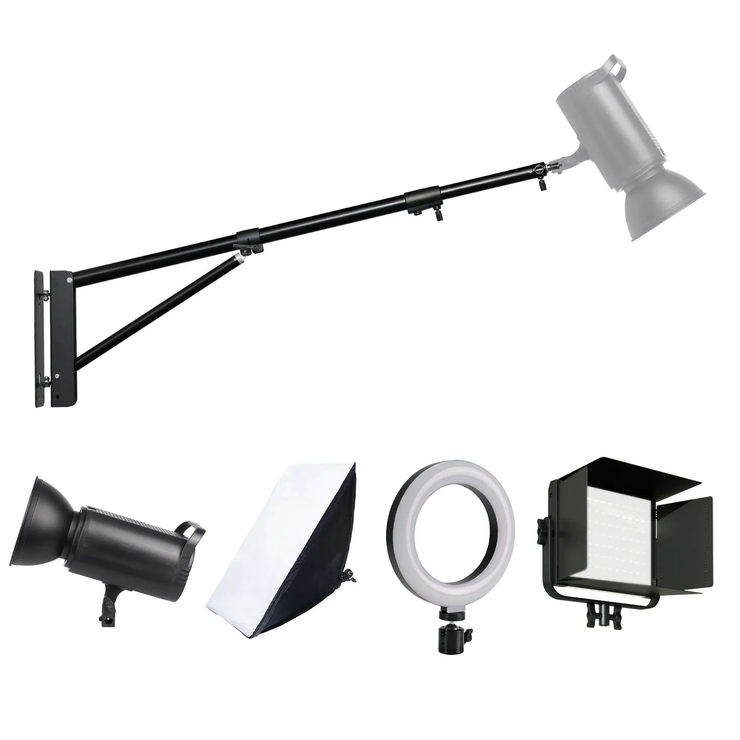 170cm 135cm Heavy Wall Mount Boom Arm Projector Bracket for Photography Studio image 2