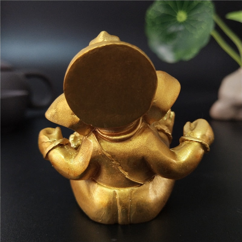 Gold Lord Ganesha Buddha Statue Elephant God Sculptures Ganesh Figurines image 9
