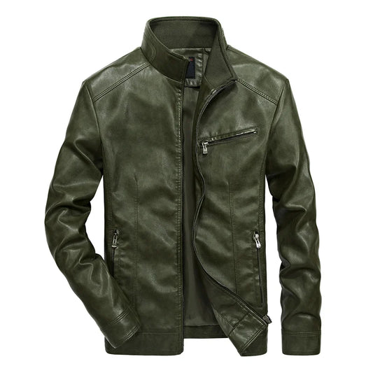 PU Leather Flight Jacket Black Brown Pilot Coats for Men Bomber Jacket Business image 0