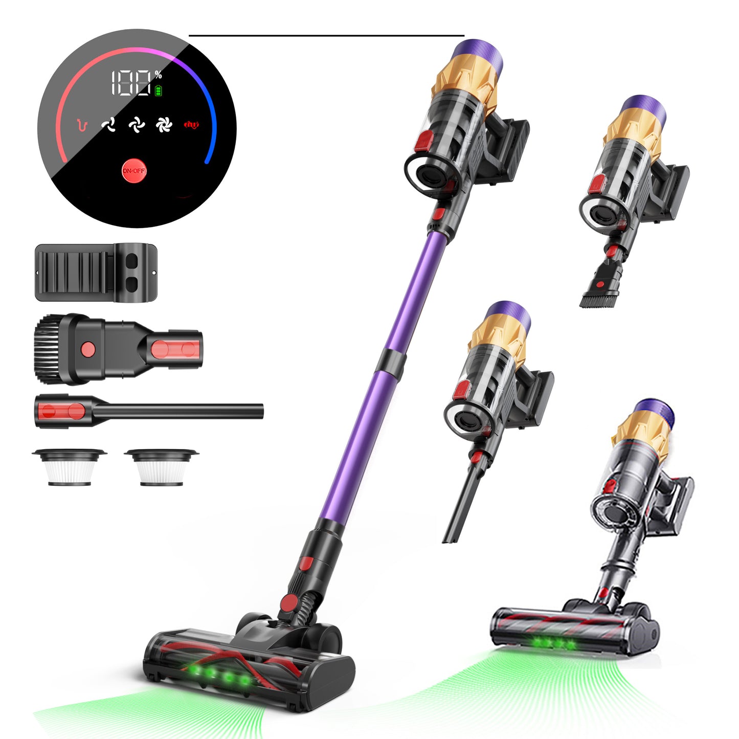 Cordless Handheld Vacuum Cleaner V18 Purple,45KPA,Touch Screen,Smart Dust Senso image 2