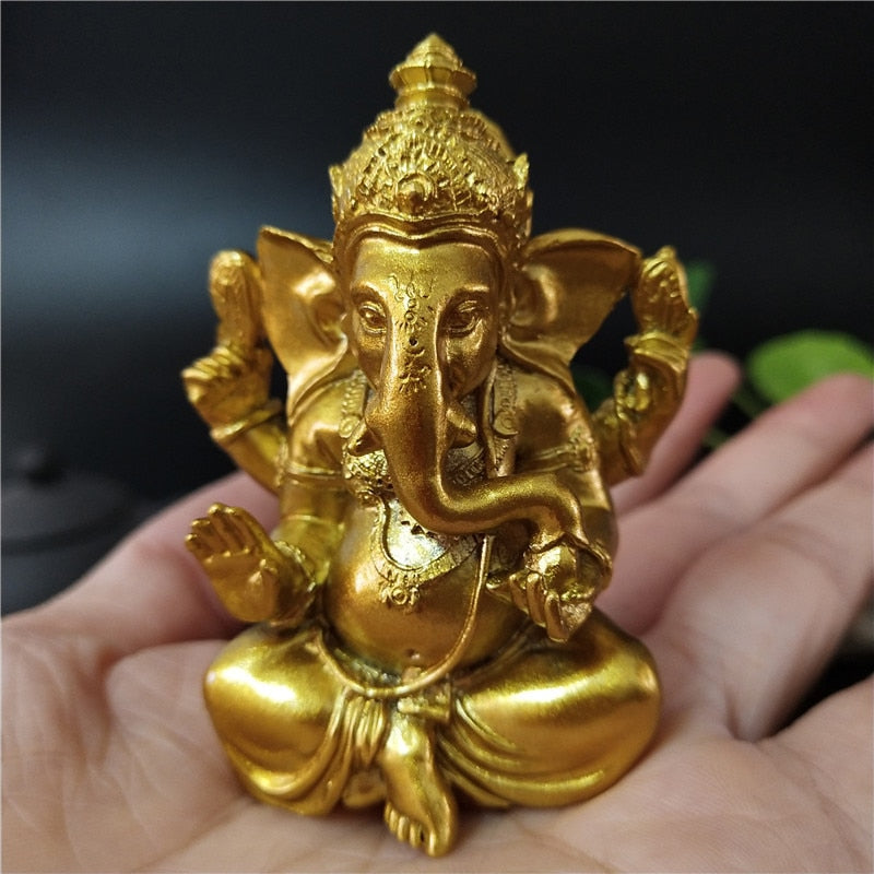 Gold Lord Ganesha Statue Buddha Elephant hindu God Sculpture Figurines Resin Ho image 10