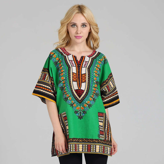 Traditional African Dashiki Shirt in Light Thin Grade Batik Cotton African Cuba image 0