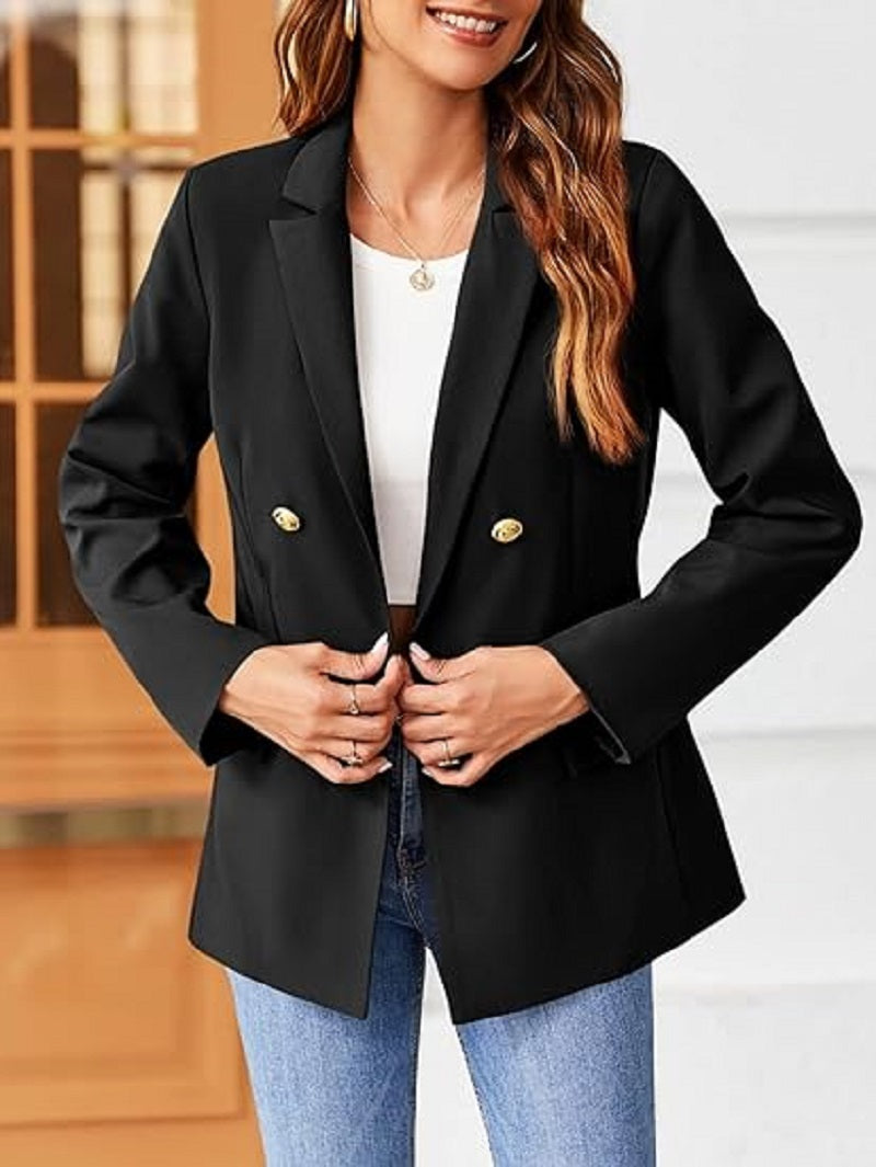 Women's Classic Buttons Slim Fitting Blazer Jacket Solid Color Casual Long Slee image 5