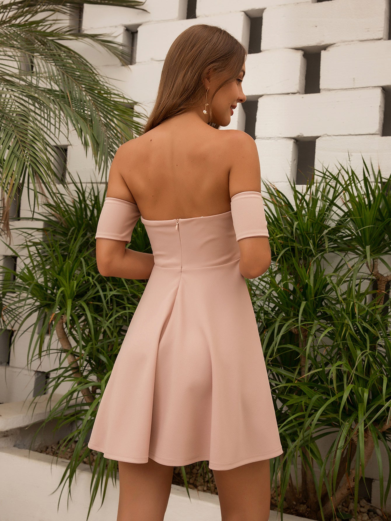 Angel-fashions Women's Off Shoulder Bustier Fit & Flare A-Line Short Dress Prom image 3