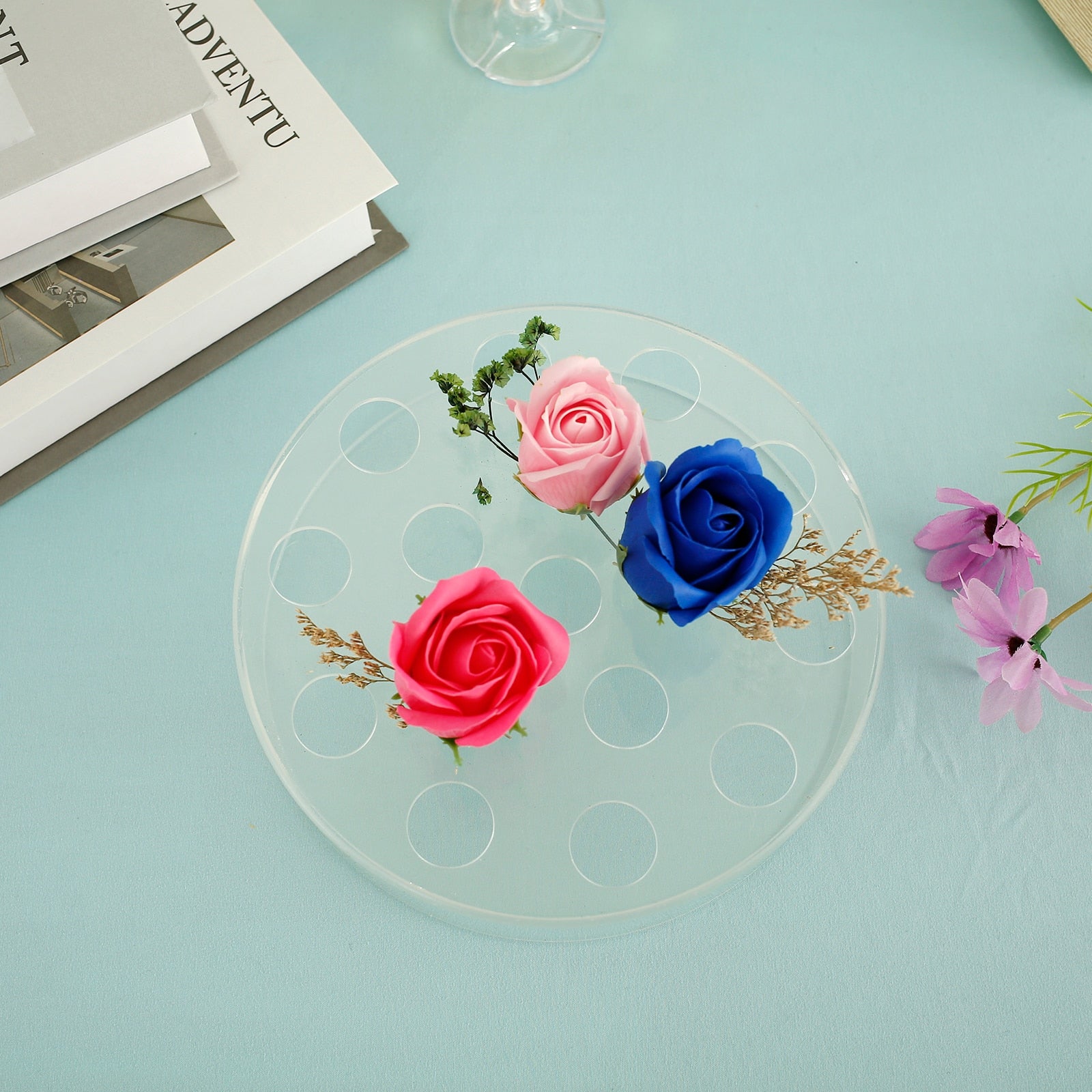 Clear Acrylic Flower Vase Round Floral Centerpiece Dining Table Floral Arrangem image 5