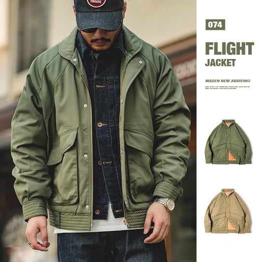 Maden Japanese Vintage Pilot Jackets Thickened Warm Cotton Pocket Coats Men's A image 0