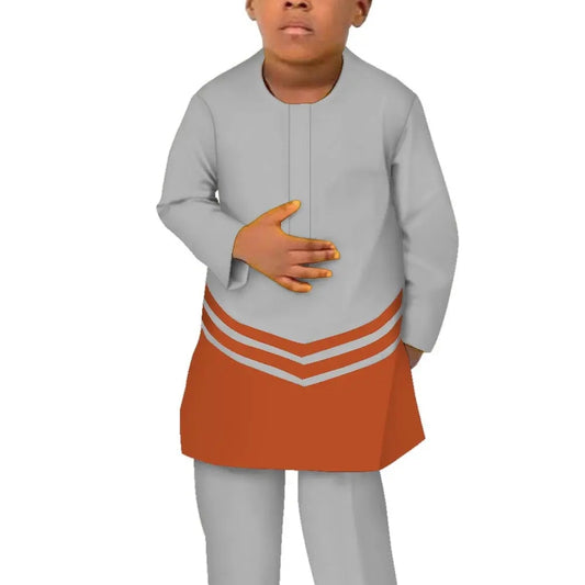 African Children Clothing Baby Boy's Clothes Afrcian Pants 2 Pcs Set Long Sleev image 0
