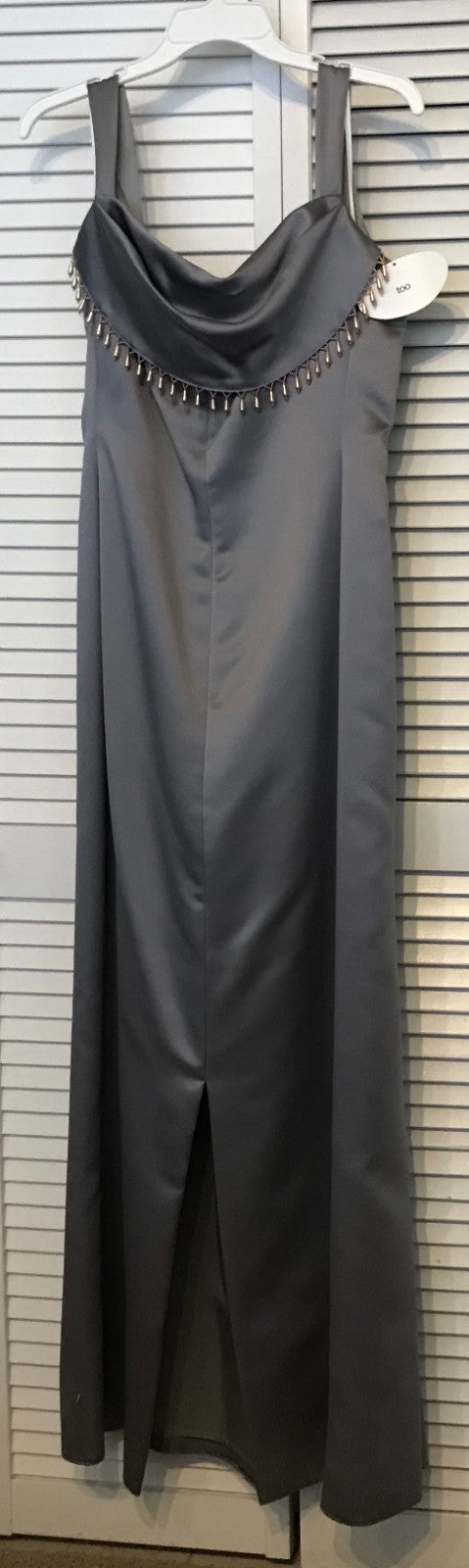 Watters & Watters Women Satin Gray Teardrops Sleeveless Full-Length Size 8 image 0