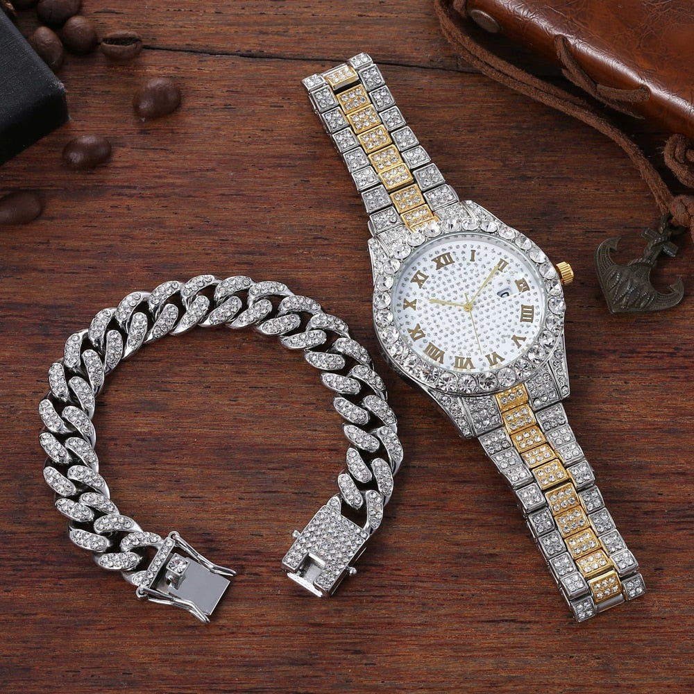 Diamond Men Women Watches Gold Watch Ladies Wrist Watch Luxury Rhinestone Unise image 7
