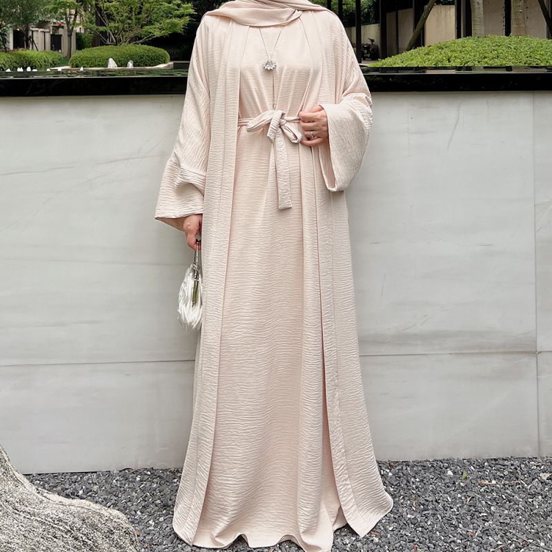 Modest Women Open Abaya Kaftan Dubai Turkey 2 Piece Muslim's Set Luxury Islam R image 5