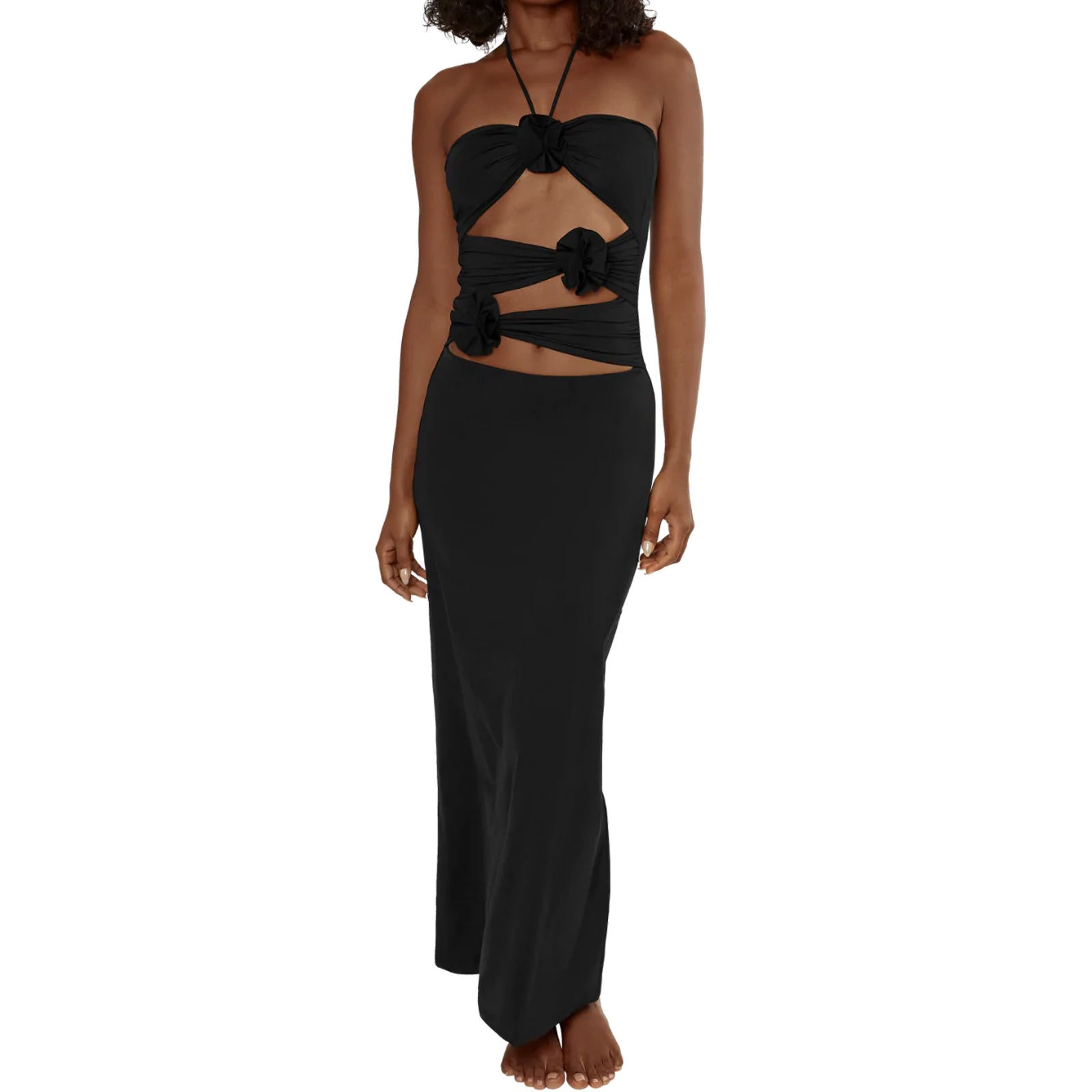 Elegant White Lace Maxi Dress with Spaghetti Straps and V-Neckline for Women s  image 1