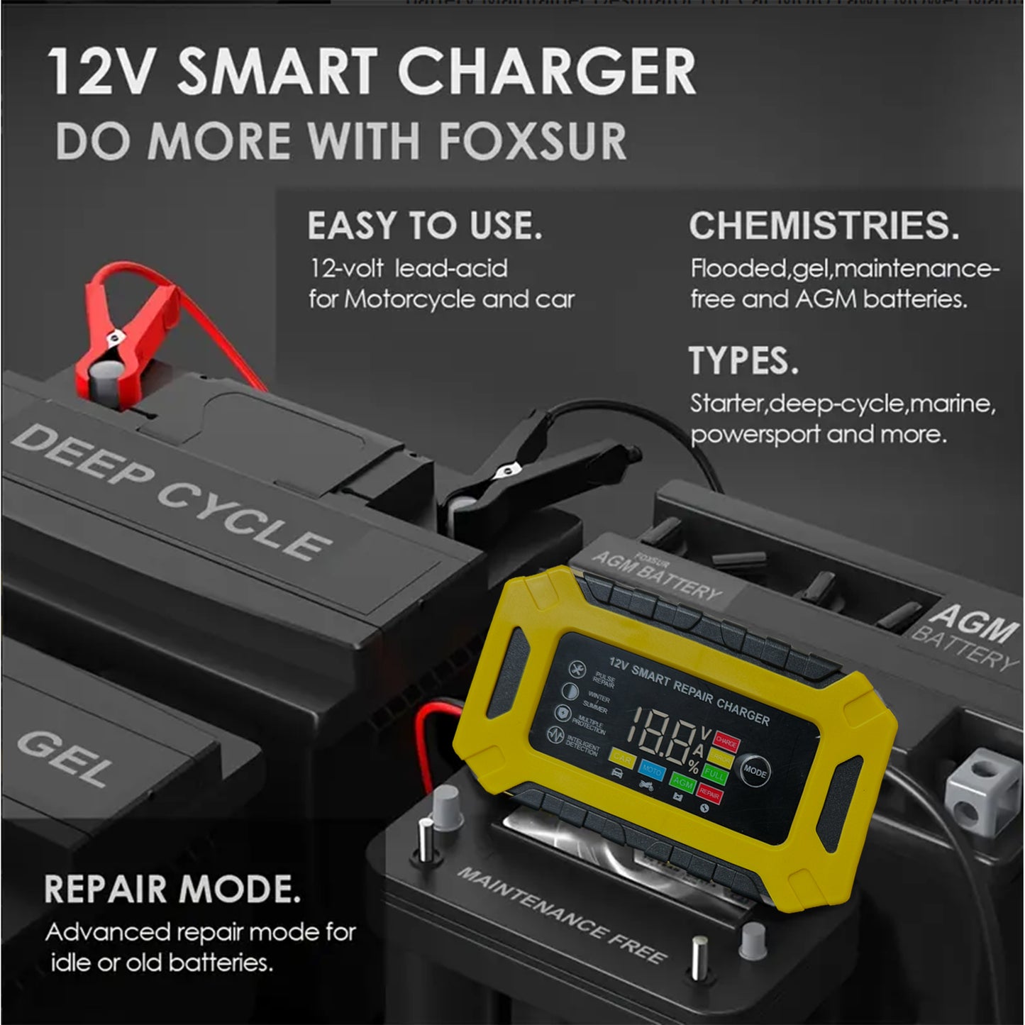 12V 6-Amp Car Battery Trickle Charger,Smart Portable Float Charger for Car, Mot image 2