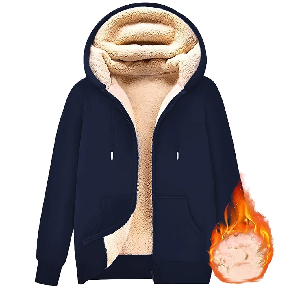 Trendy Sweatshirt Coat Front Pockets Warm Zipper Lamb Wool Jacket  Men and Woma image 3