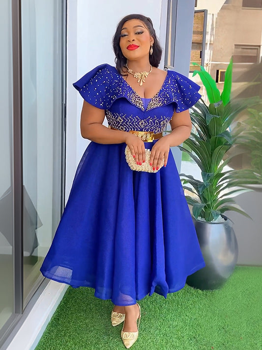 2024 New African Wedding Party Plus Size Dresses For Women Dashiki Ankara Eveni image 0