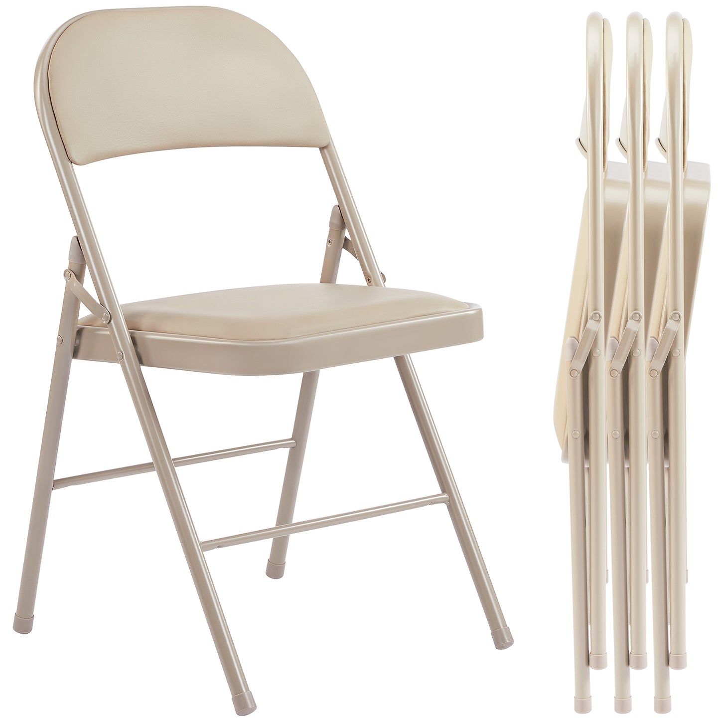 JHK Leather Padded Folding Chair 4 Pack Sturdy Metal Foldable Chairs Easy to Us image 1