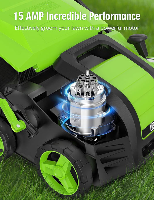 16” 15 Amp Electric Dethatcher Scarifier, Lawn with 5-Position Depth Adjustment image 0