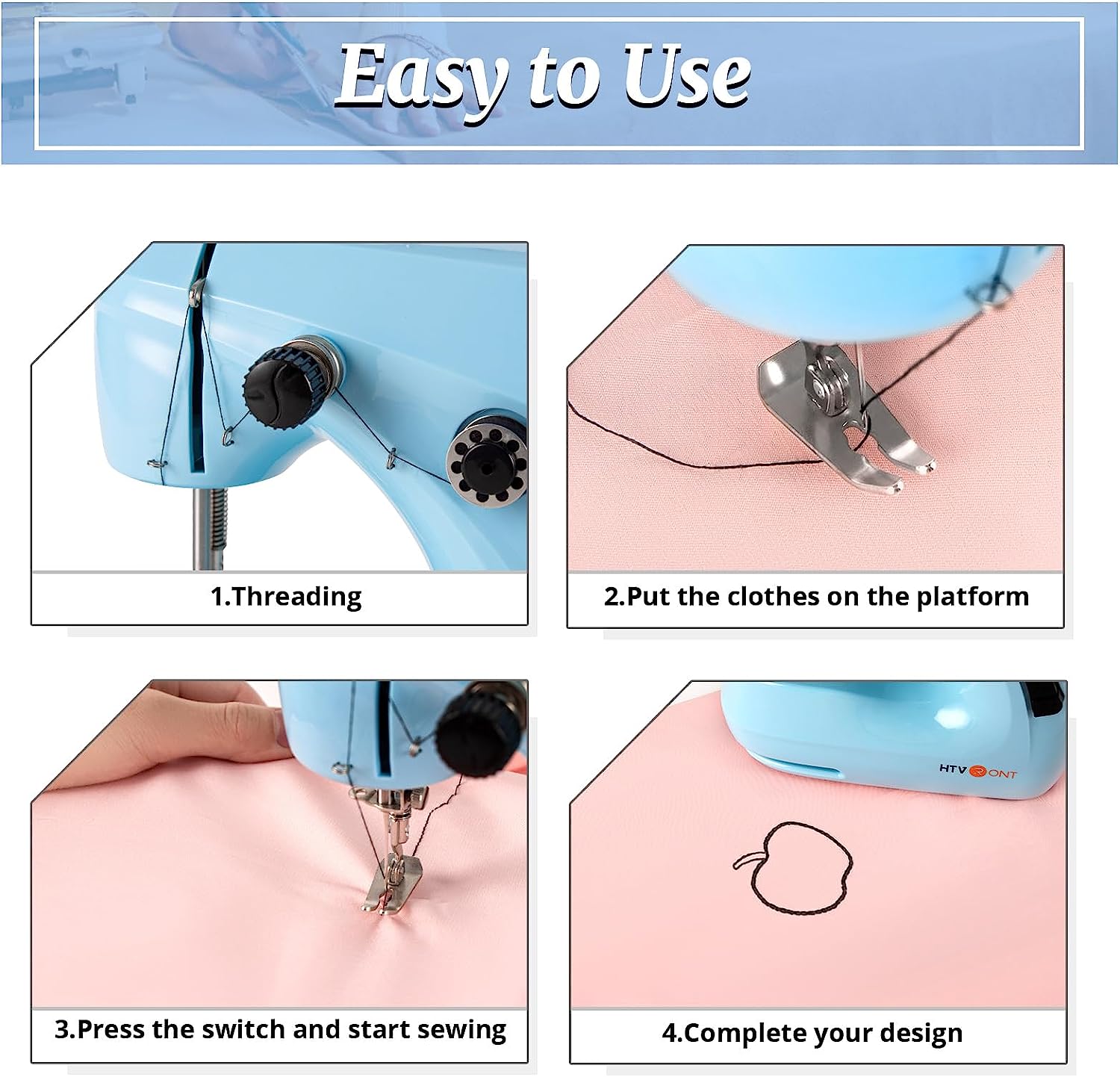 HTVRONT Mini Electric Sewing Machine for Beginners with 42 Pcs Set Portable Hou image 7