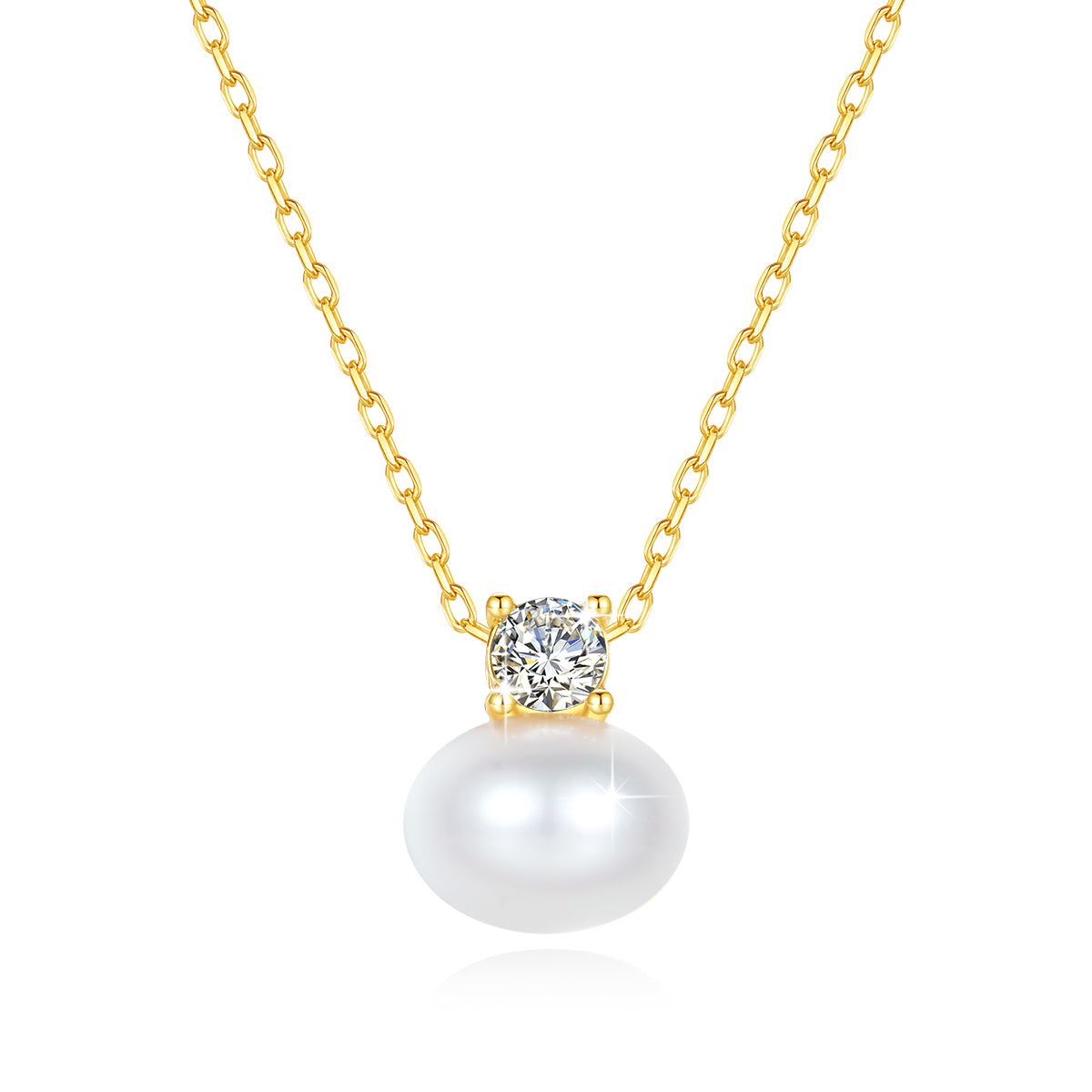 100% Real 18K Gold Pearl Necklace With Moissanite Stone Luxury AU750 K Gold Pen image 0