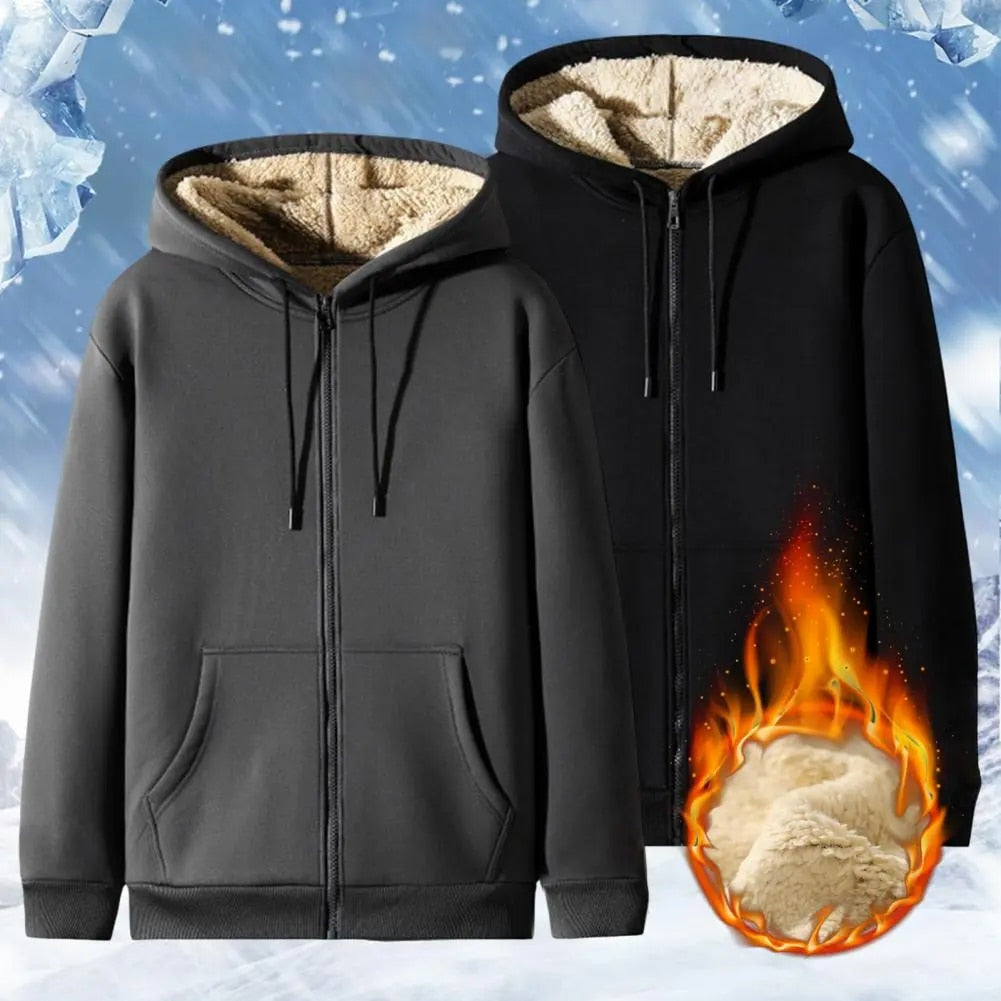 Trendy Sweatshirt Coat Front Pockets Warm Zipper Lamb Wool Jacket  Men and Woma image 4