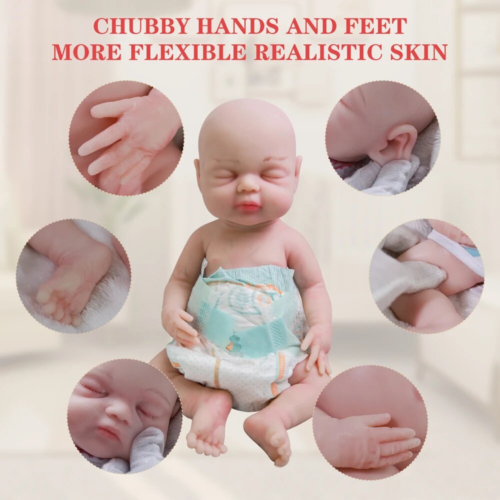 COSDOLL 39cm 1.75kg Full Body Silicone Reborn Dolls Eyes Closed Realistic Newbo image 2