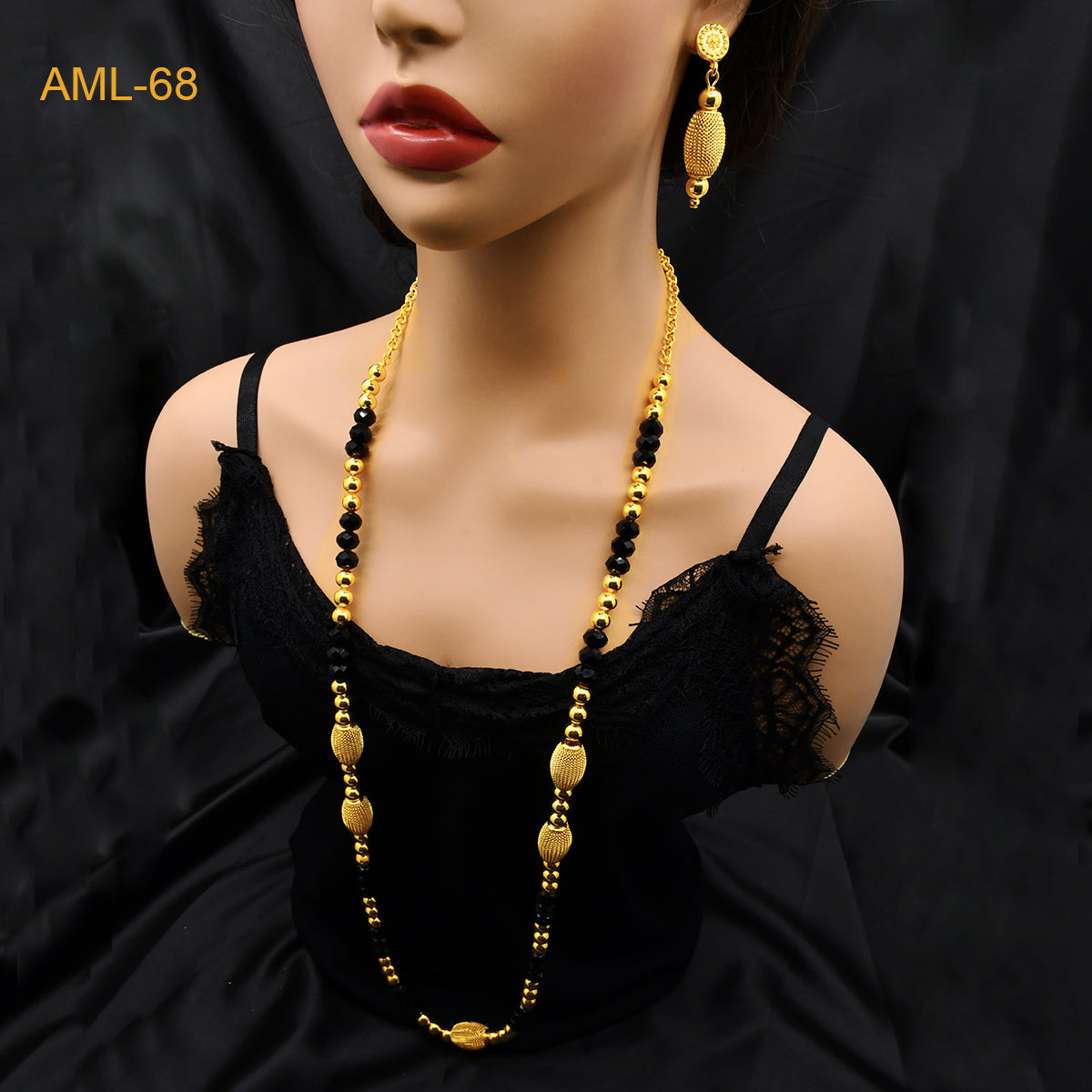 ANIID Ethiopian 24k Gold Color Long Chain Necklace And Earrings Sets For Women image 3