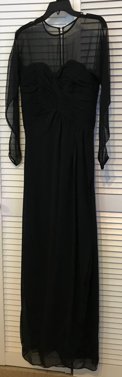 Victor Costa Women Dress Chiffon Black Sleeve Full-Length Size 8 image 0