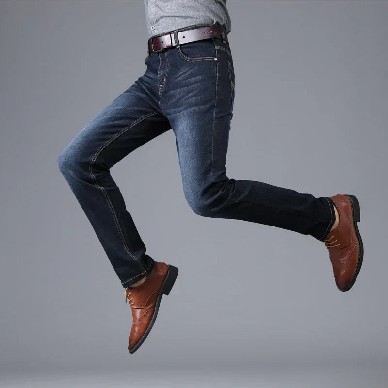Men's Straight and Versatile Long Jeans, Stretch Style, Men's Jeans, Loose Fitt image 4