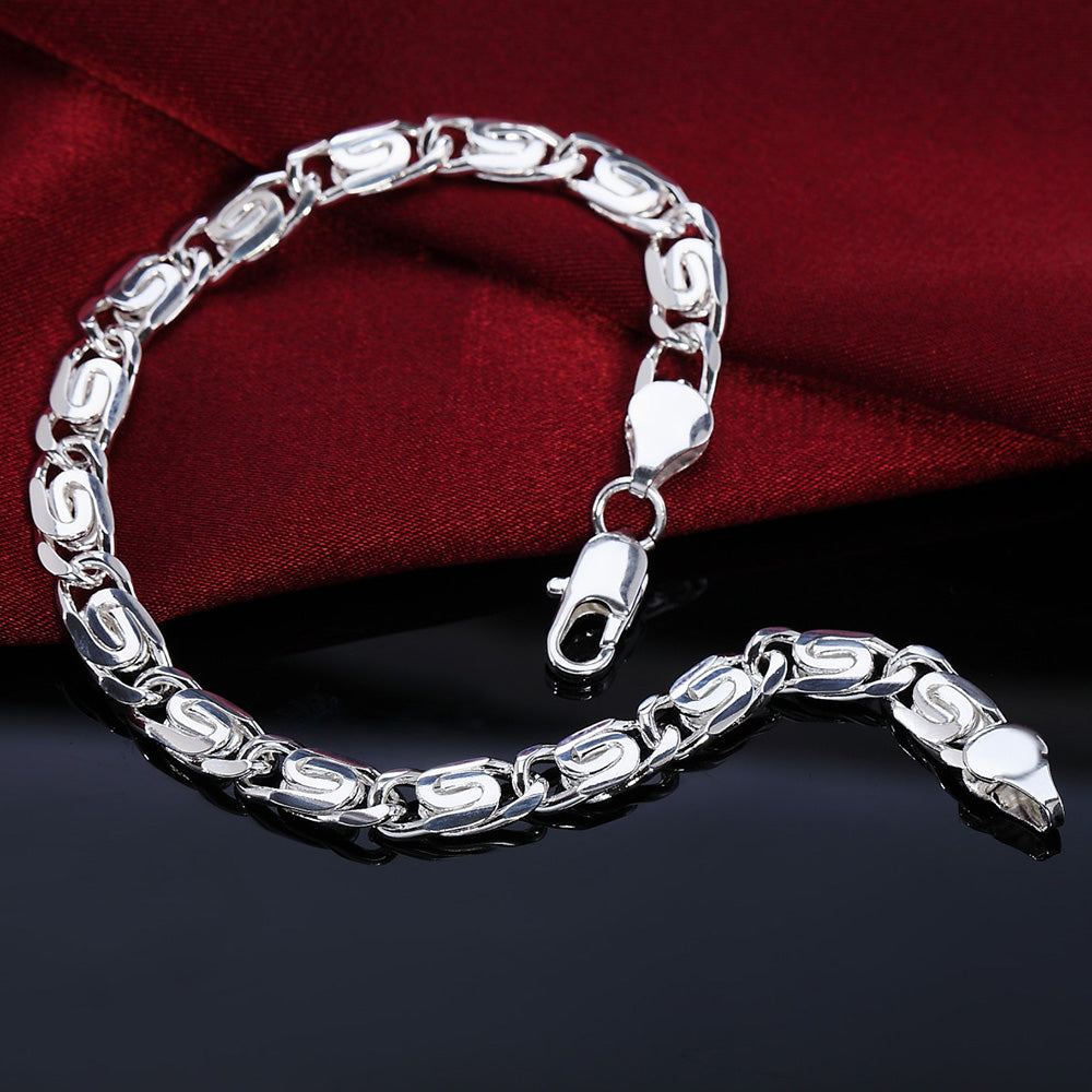Noble 925 Sterling Silver Square Solid Chain Bracelet For Women Men Charm Party image 5