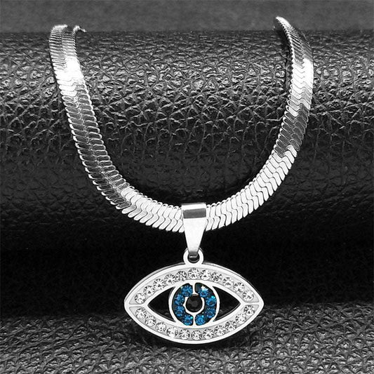 Vintage Crystal Evil Demon Eye Choker Necklaces for Women Stainless Steel Gold image 0