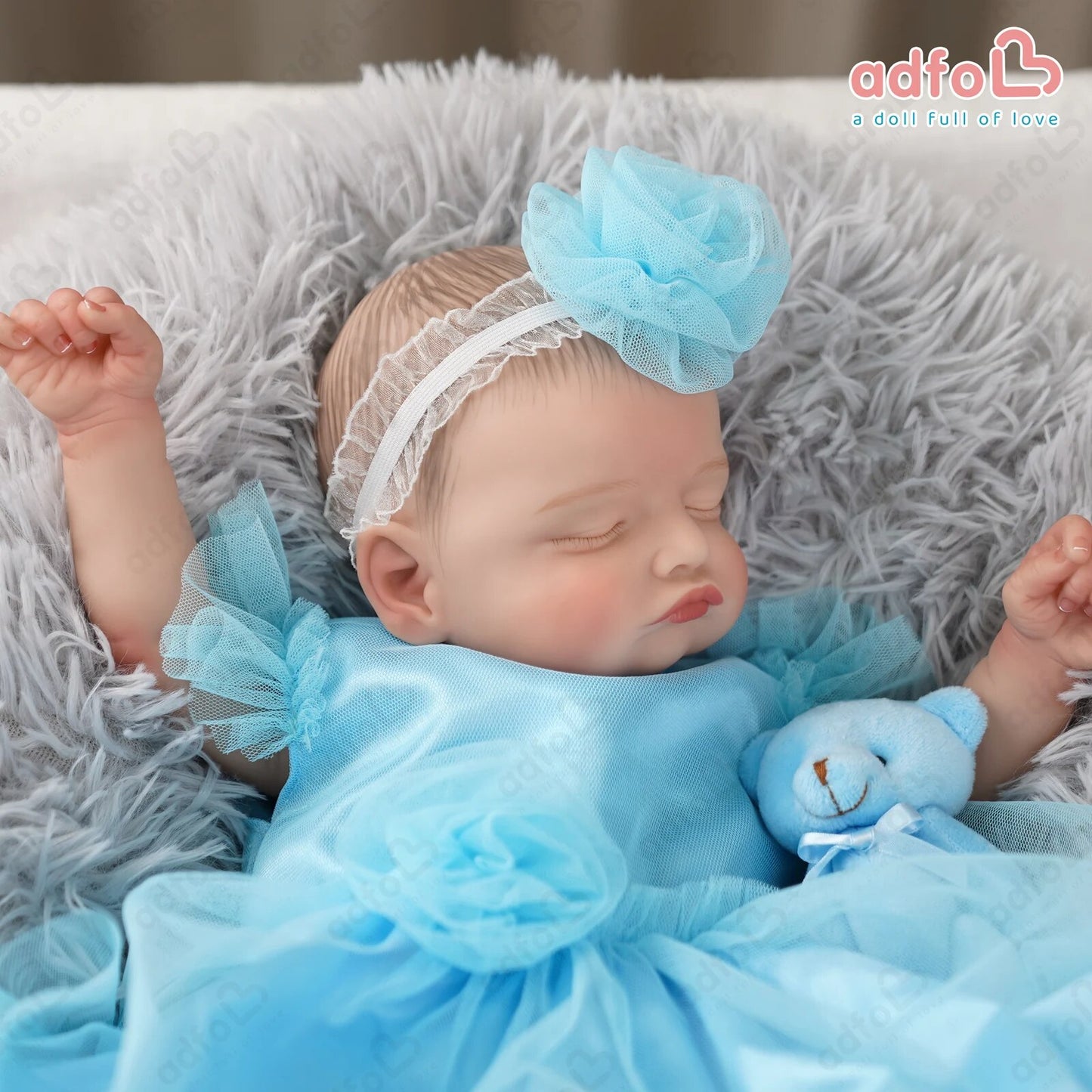 ADFO 51cm Bebe Reborn Dolls Sleeping Rosalie with Rooted Eyelashes Lifelike New image 3