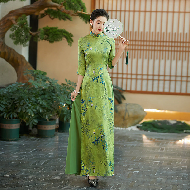 Ao Dai Vietnam Traditional Dress Vintage Qipao Evening Gown China Vietnamese Tr image 3