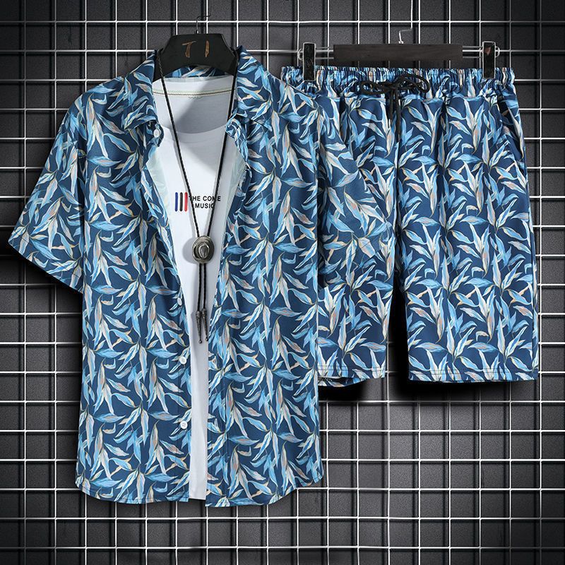 Beach Clothes For Men 2 Piece Set Quick Dry Hawaiian Shirt and Shorts Set Men F image 0