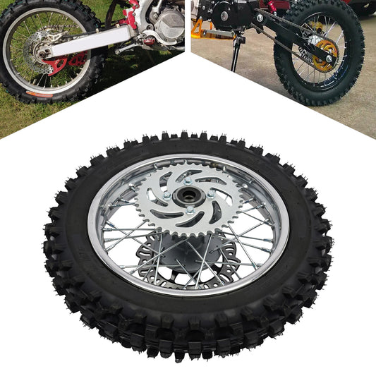 12-Inch Rear Wheel Assembly for 70cc/110cc Dirt Bike - 80/100-12 Tire Rim & Spr image 0