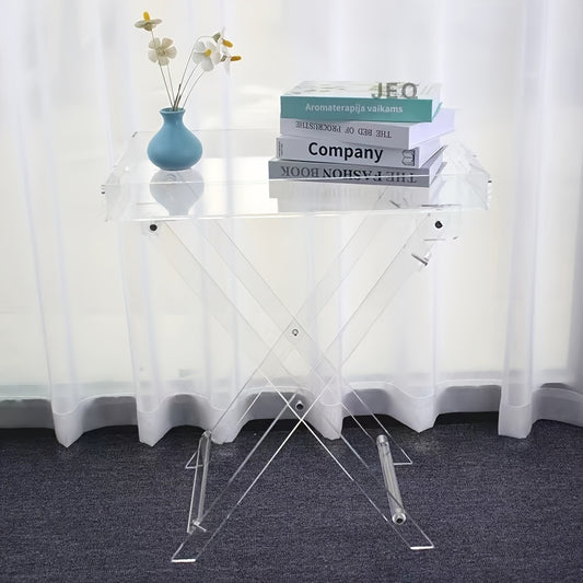 1pc Acrylic End Table, Nordic Simple Transparent Foldable Coffee Table, Multifu image 0