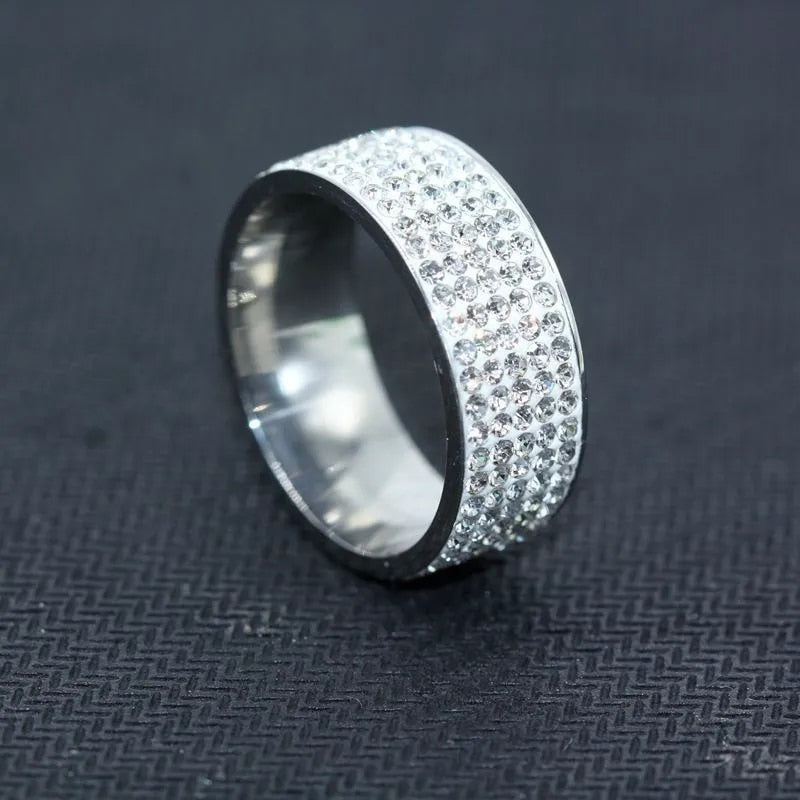 Shine Silver and Gold Color Women Ring Round Inlaid White Zircon Ring for Women image 2
