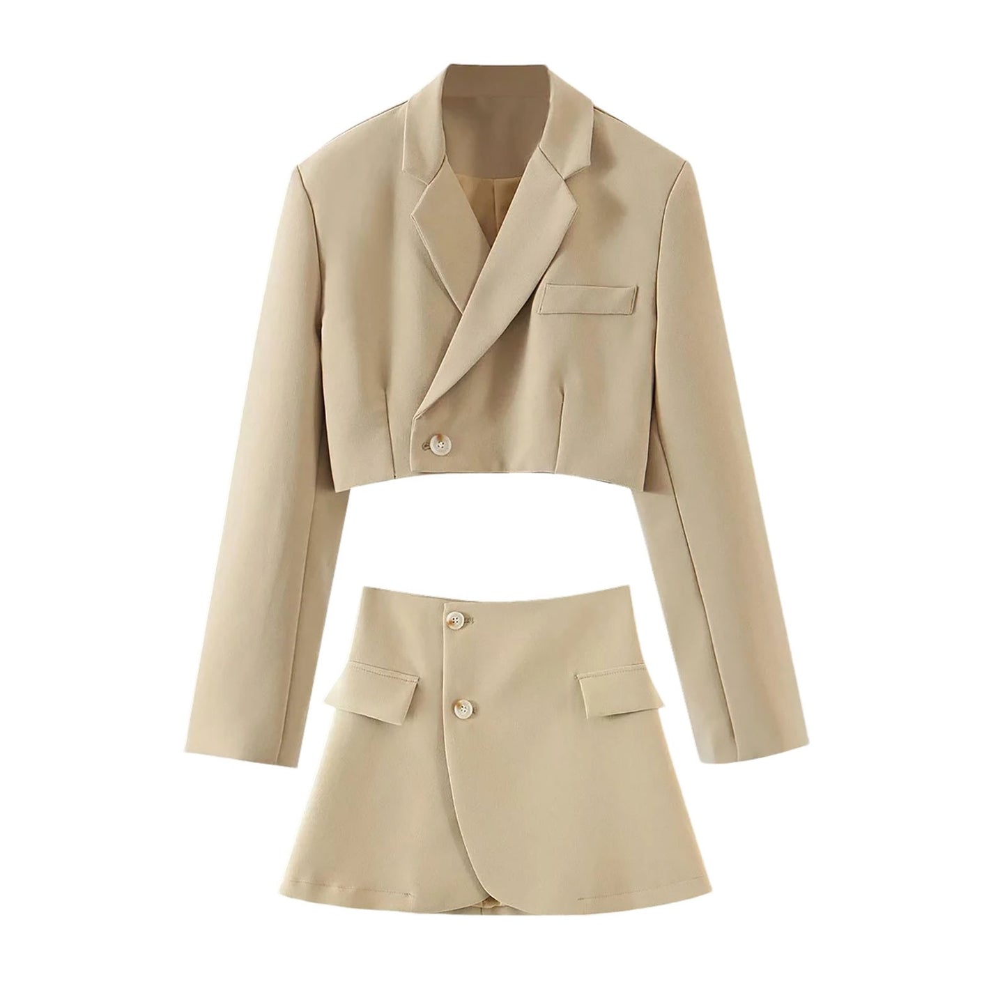 Korean Fashion Blazer Skirts 2 Piece Set Women Y2K Outfits Lapel Long-Sleeved C image 3
