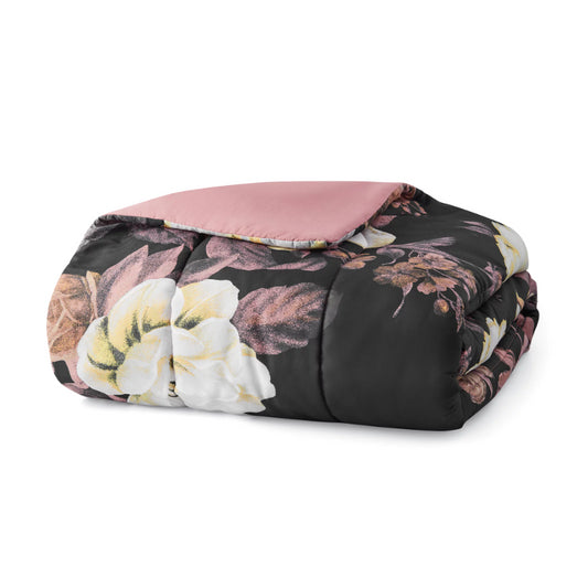 Mainstays Black Floral 10 Piece Bed in a Bag Comforter Bedding Set With Sheets image 0