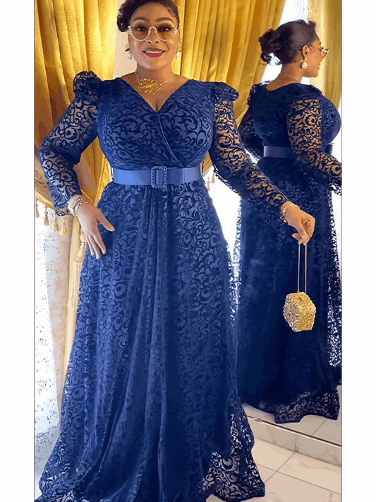 Plus Size African Party Dresses for Women 2024 New Fashion Dashiki Ankara Lace image 0