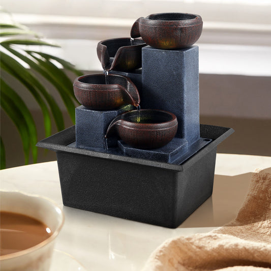 Indoor Tabletop Water Fountain with LED Light 4-Level Desktop Waterfall Fountai image 0