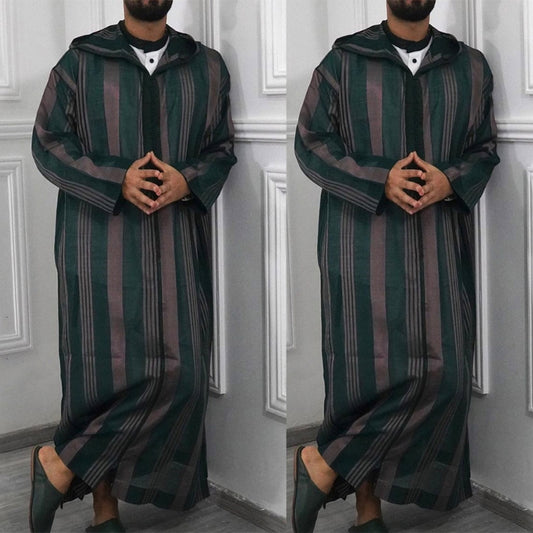 Ramadan Muslim Dress Abayas Dubai Loose Casual Kaftan Hooded Robe Islamic Costu image 0