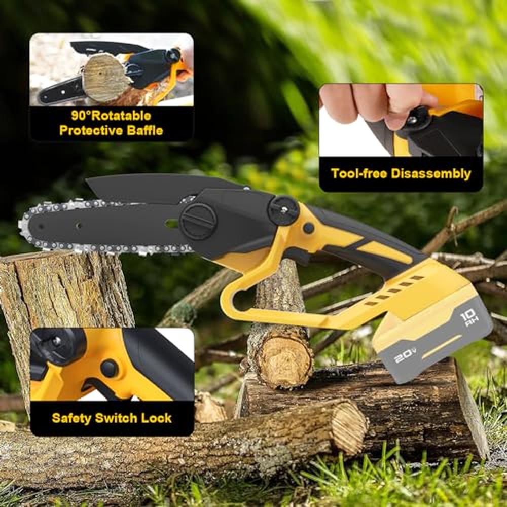 6 Inch Cordless Mini Chainsaw Dewalt 20V Max Battery Powerful Motor Easy Instal image 4