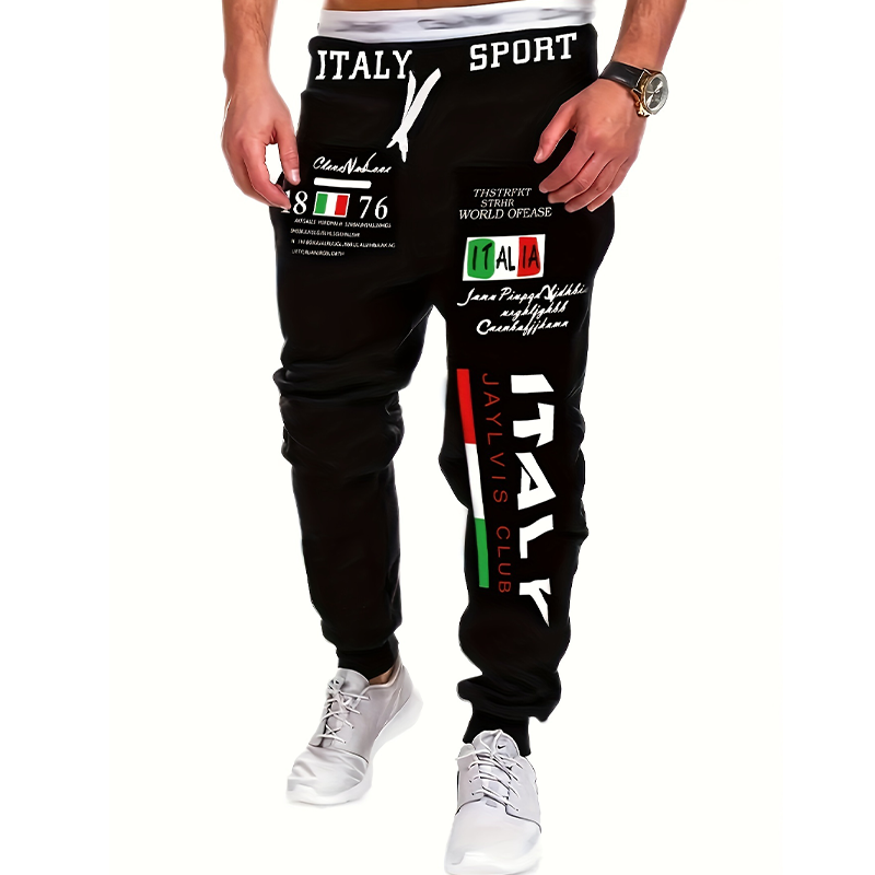 2024Summer New Arrival Men's "italy" Print Hip Hop Style Joggers Men's Casual S image 3