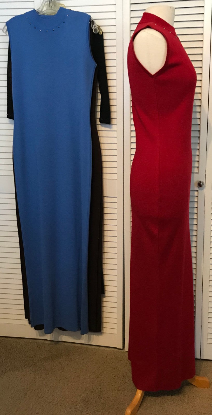 Aurora Women Dress Knit Red Lite Round-Collar Sleeveless Full-Length Size XL image 2