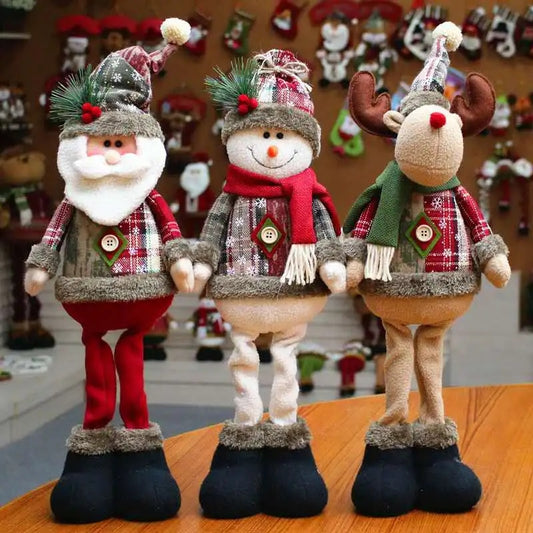 Christmas Dolls Tree Decor New Year Ornament Reindeer Snowman Santa Claus Stand image 0